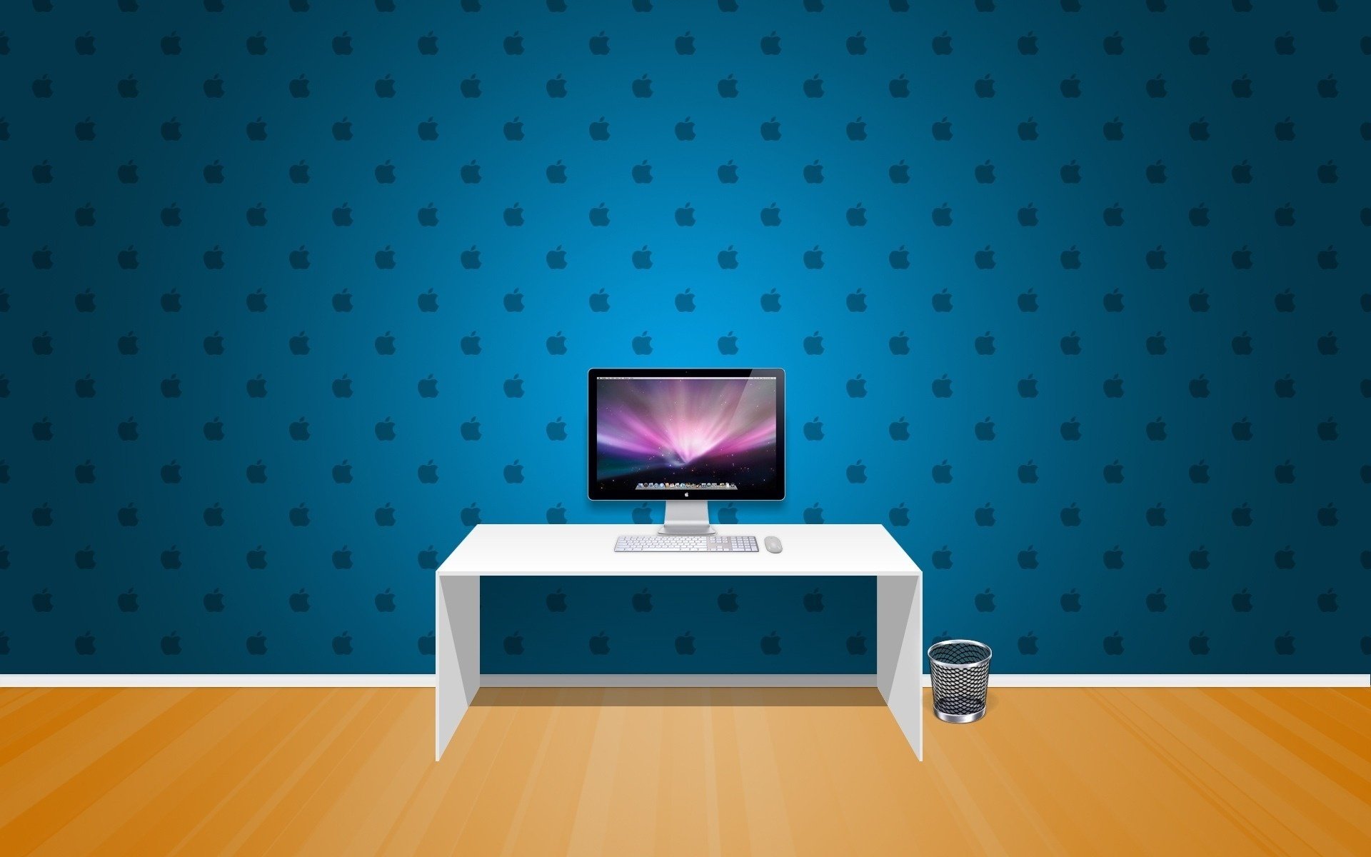 комната apple компьютер стол стены